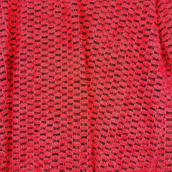 Ali Miles Cowl Neck Eyelash Tunic Sweater Size XL Red Checkered - Picture 3 of 5